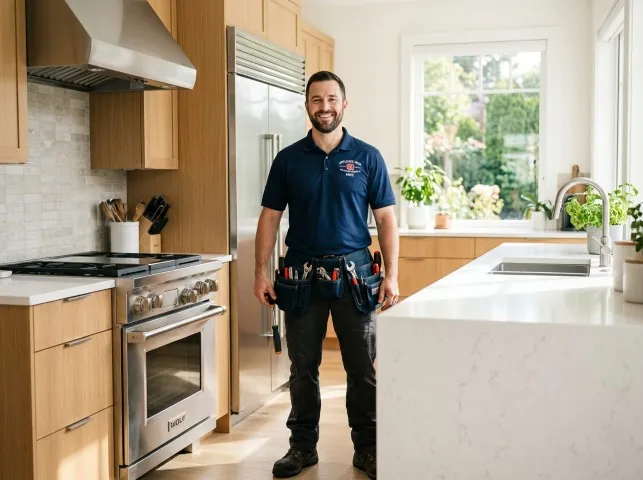 Appliance Repair Hero technician in a Augusta, NJ kitchen after an appliance repair